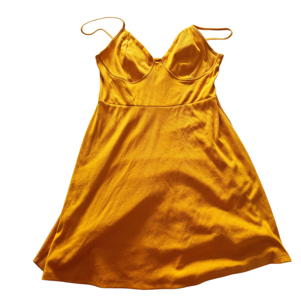 Wild Fable Ribbed Slip Dress Mustard Yellow Spaghetti Strap Size L